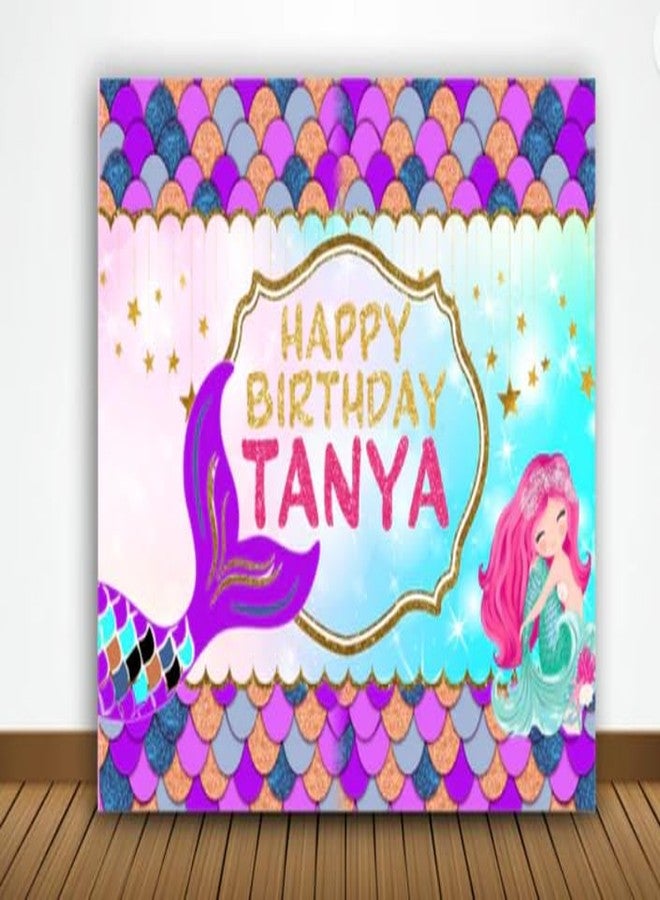 ثيم ماي بارتي لافتة زينة عيد ميلاد "ثيم ماي بارتي" لمنطقة كعكة عيد الميلاد بثيم حورية البحر - Image 1